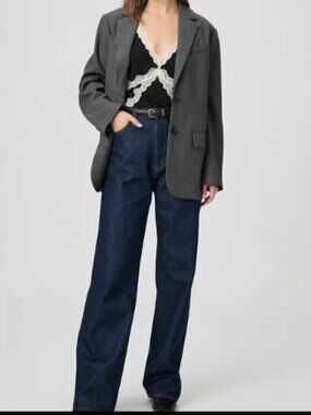 PAIGE DENIM SAWYER WIDE LEG COVERED MADELLA DARK INDIGO WASH JEANS NWT $269 27 W